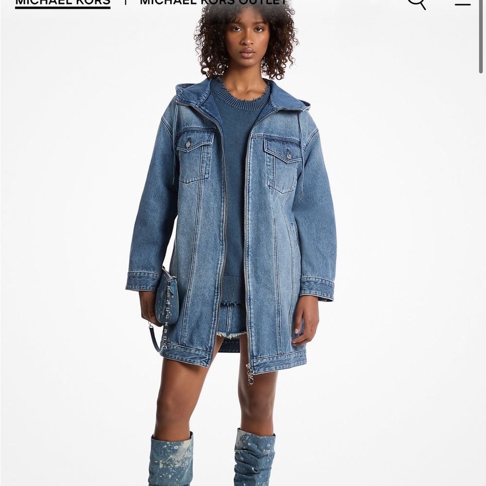 Michael Kors Women's Long Blue Jean Jacket
